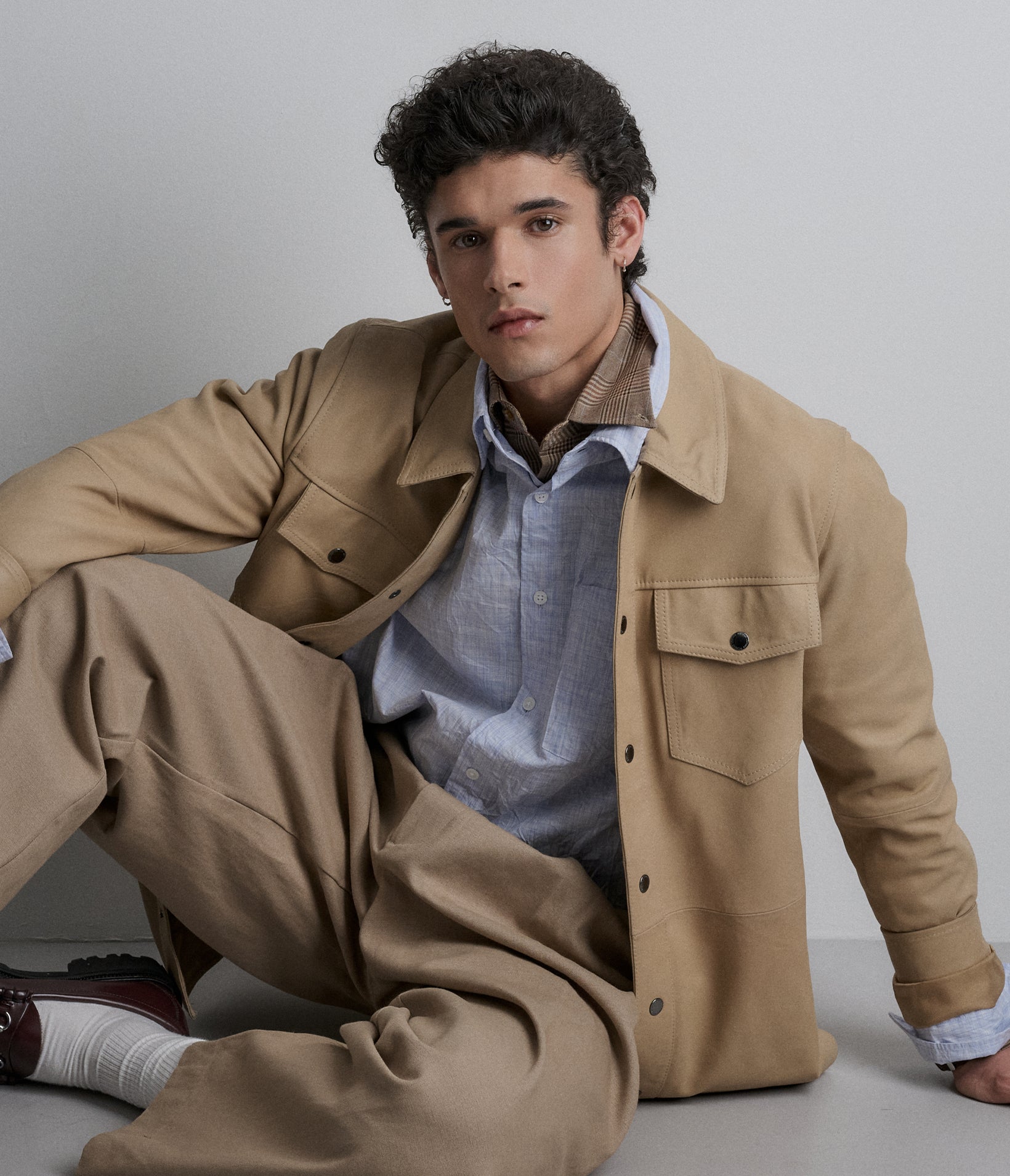 Wren Lightweight Leather Snap Front Shirt Jacket View 1 | Men's Jackets & Coats