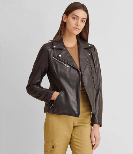 Leather Jacket With Metallic Details view 1