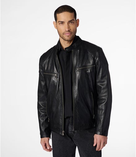 Drew Genuine Leather Jacket With Accordian Shoulder view 1